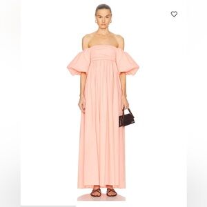 NEW CAROLINE CONSTAS emilia ruched empire maxi dress in peach pink NWT